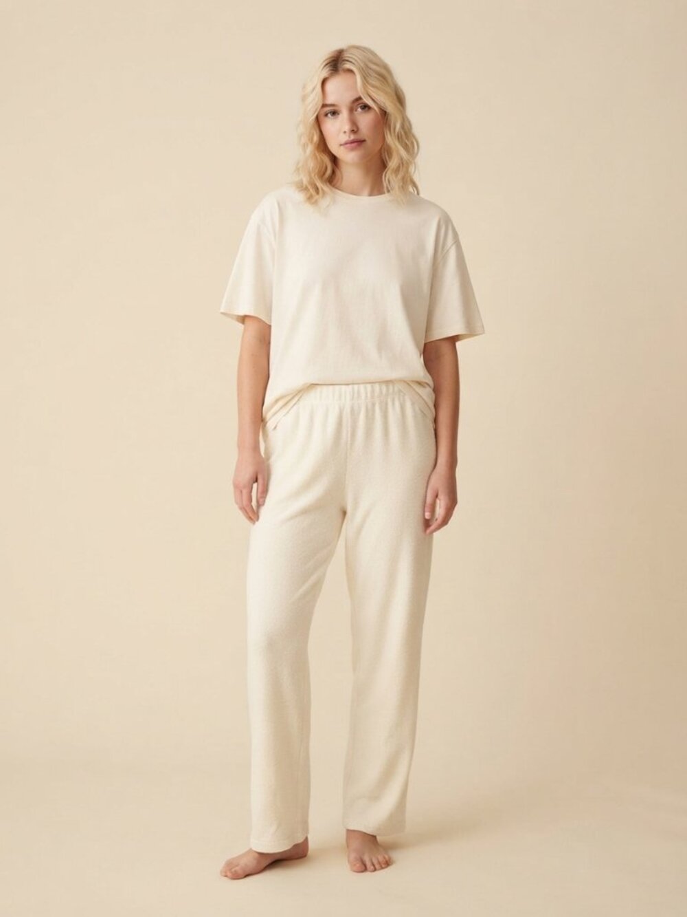 2/$30 Lands' End Pullon Lounge Pant Off-White Medium #A4787